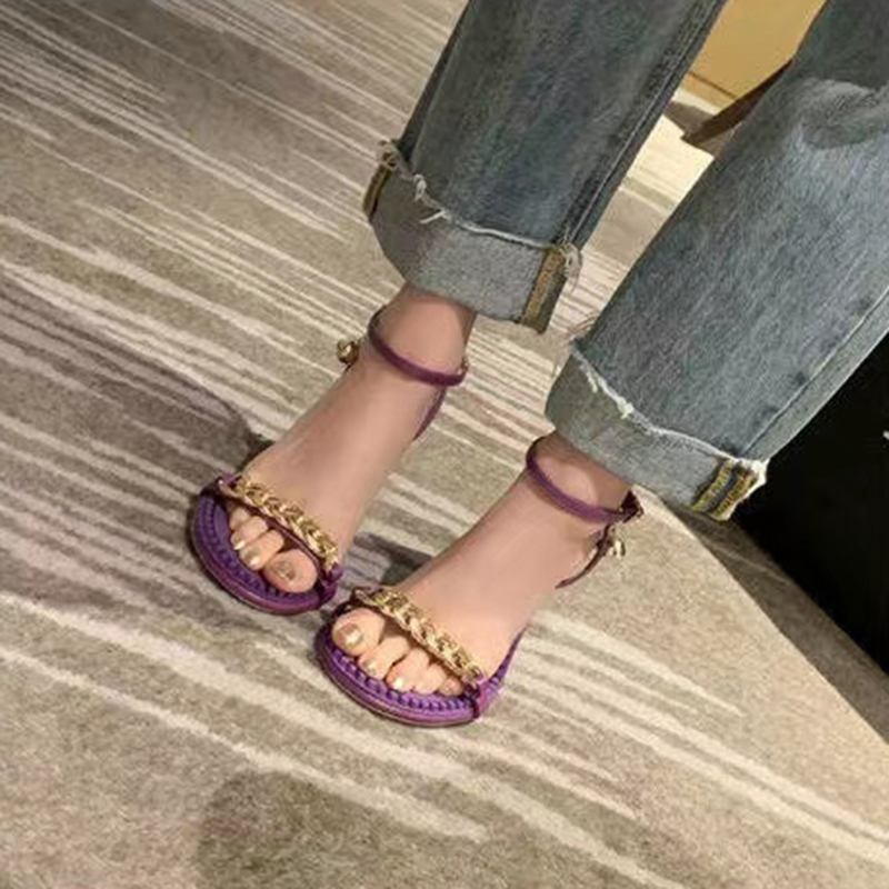 

Womens Massage Fingerboard High-Heeled Sandals Women Wear Metal Chain Small Golden Ball One-Sided Belt High Heels, Color 2