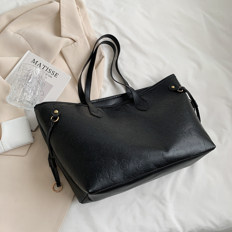 

Fashion shoulder bag trend womens handbag casual large capacity totes bag, Black