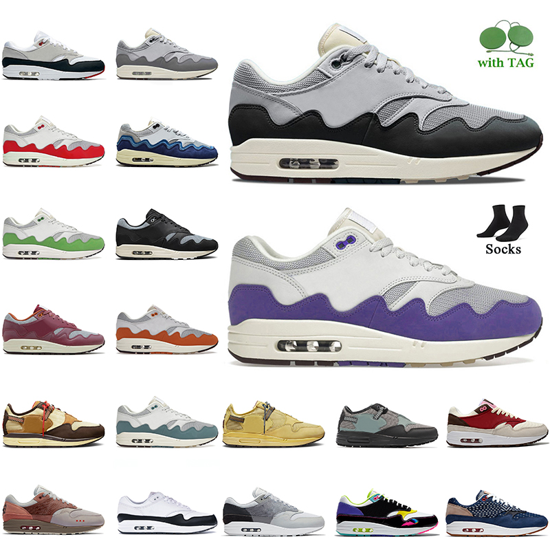 

With Socks One Monarch 1 Running Shoes Patta 87 Black Grey Purple Waves Noise Aqua Women Mens Trainers Sports Rush Maroon Cactus Jack Cave Stone Sneakers Size 36-45, B46 anniversary royal 36-45