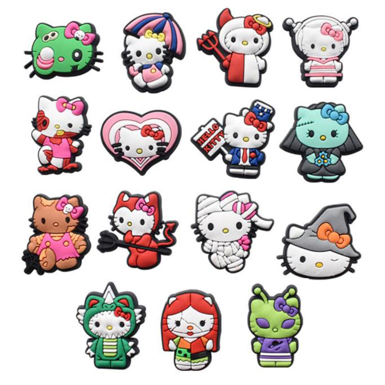 

Fast delivery cute cartoon cat PVC Shoe Charms Shoes Buckles Action Figure Fit Bracelets Croc Shoes accessories