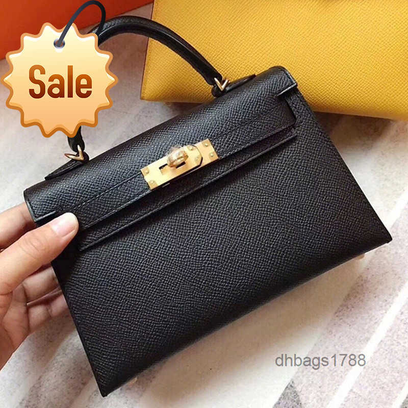 

Yiweibags New Fashion Mini Women's Bag Real Leather Portable Cowhide Second Generation Kellies Single Shoulder Messenger Bag, Golden brown (22cm)