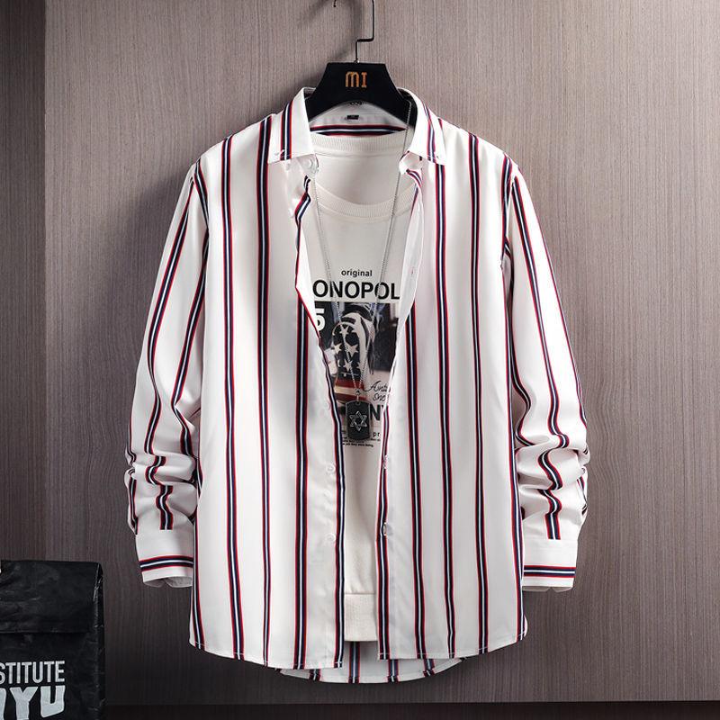 

Men's Casual Shirts High Quality Striped Mens Fashion Business Dress Long Sleeve Streetwear Gentleman Elegant Shirt Korean TopsMen's