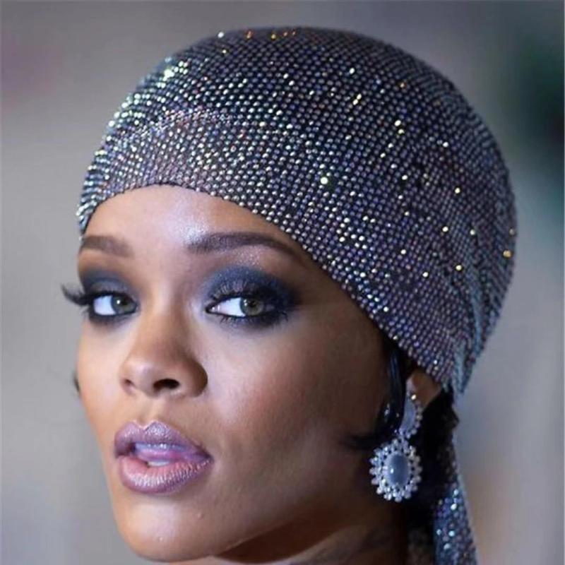 

Headpieces Crystal Mesh Headband Headpiece Colorful Head Scarf Fashion For Women Nightclub Luxury Rhinestone Hat AccessoriesHeadpieces