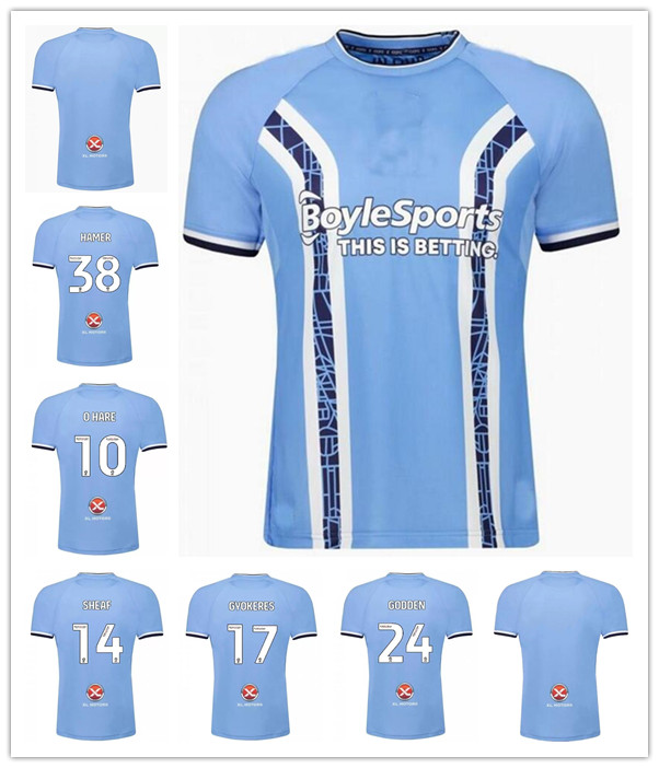 22 23 Jersey de football de Coventry City 2021 2022 Bleu à la maison 10 o Hare Sheaf 17 Gyokerres 38 Hamer 24 Godden Hamer Men Kids Kit Football