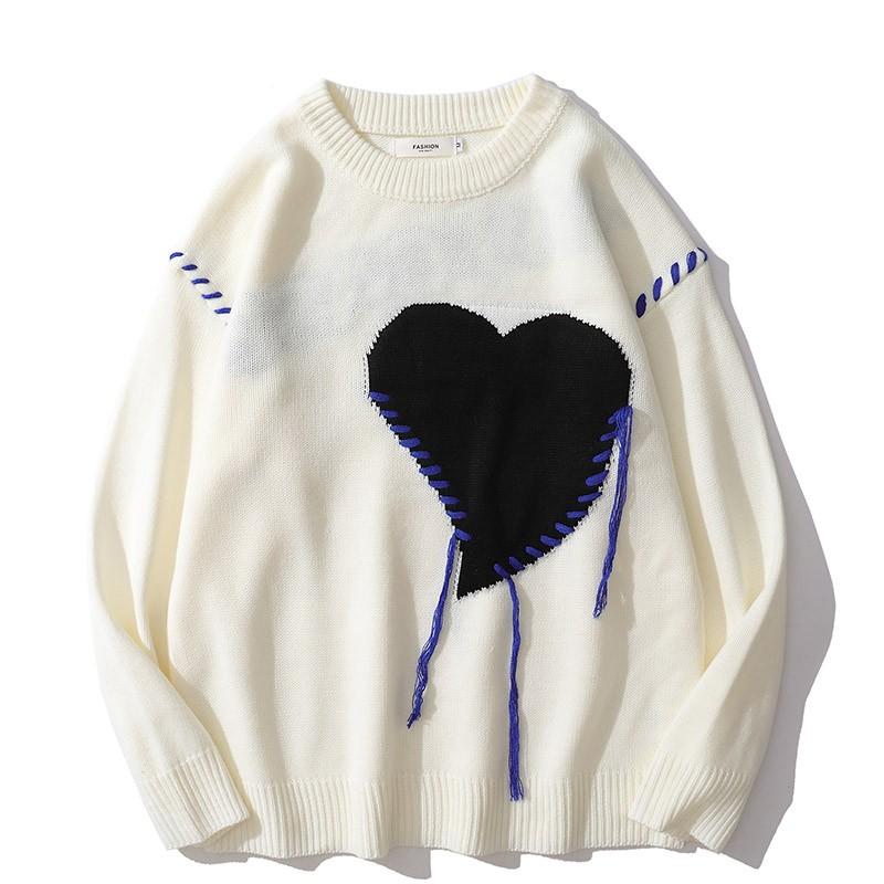 Men's Sweaters Men Sweater Love Pattern Knitted Ugly Letter Women Cute Pullover Warm High Quality Long Sleeves Drop Shoulders TopMen's