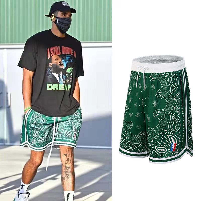 

Mens Shorts Summer printed green sport basketball casual shorts