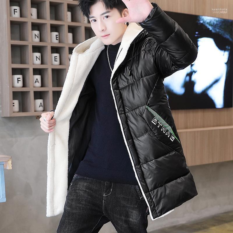 

Men's Down & Parkas Hooded Winter Warm Jacket Coat Lamb Lining Puffer Youth Male Parka Shiny Clothing1 Kare22, Black
