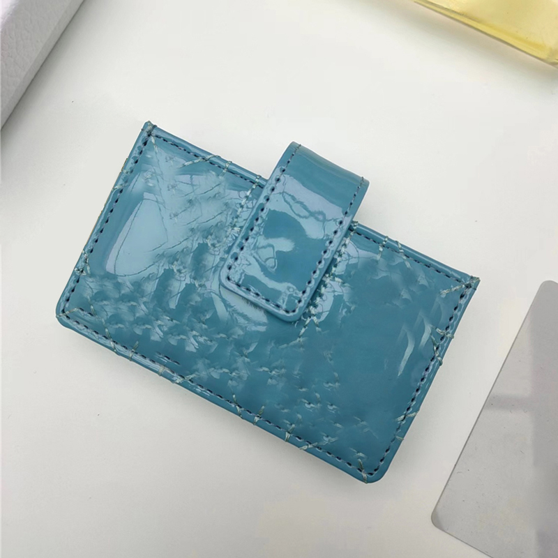 

Dropship Lady Mini Cute Fashion Patent Leather Card Bags Card Holder with box 5-layer Pouch 10.5*6*3cm, #1 pink
