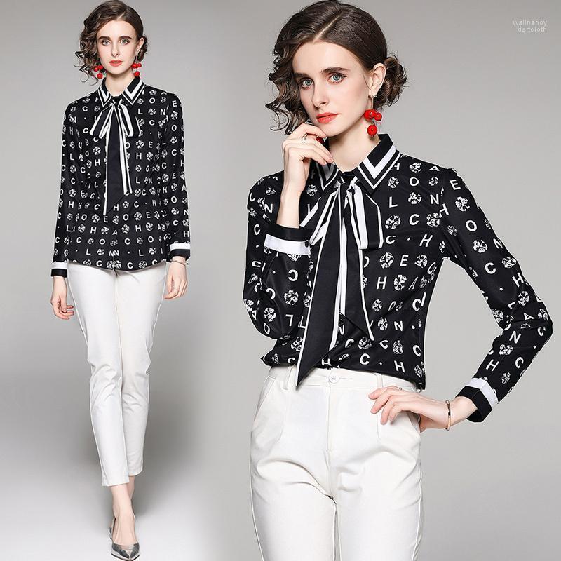 Women's Blouses & Shirts Drop Spring Summer Fall Runway Vintage Striped Print Collar Long Sleeve Womens Party Casual OL Top BlouseWomen'