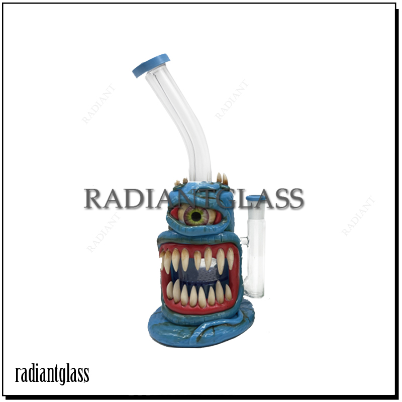 

10" heady glass bong Big Jaw eye 3D painted monster honeycomb Bong hookahs water pipes small mini dab oil rigs with bowl