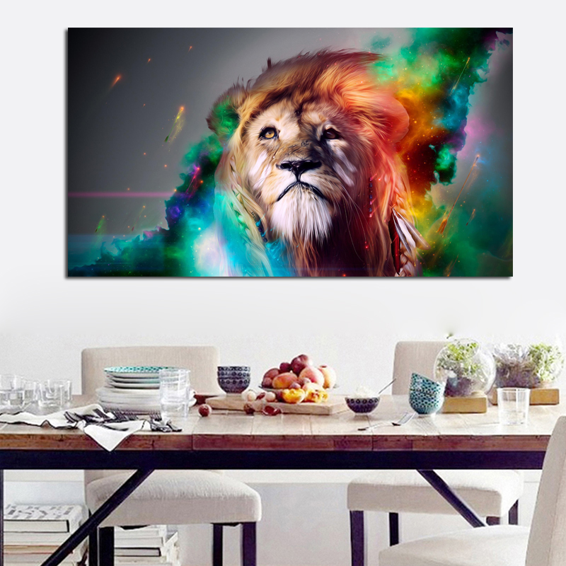 

Wall Posters Colorful Lion Watercolor Art Canvas Painting For Living Room Canvas Print Modern Cuadros Decoration Unframed