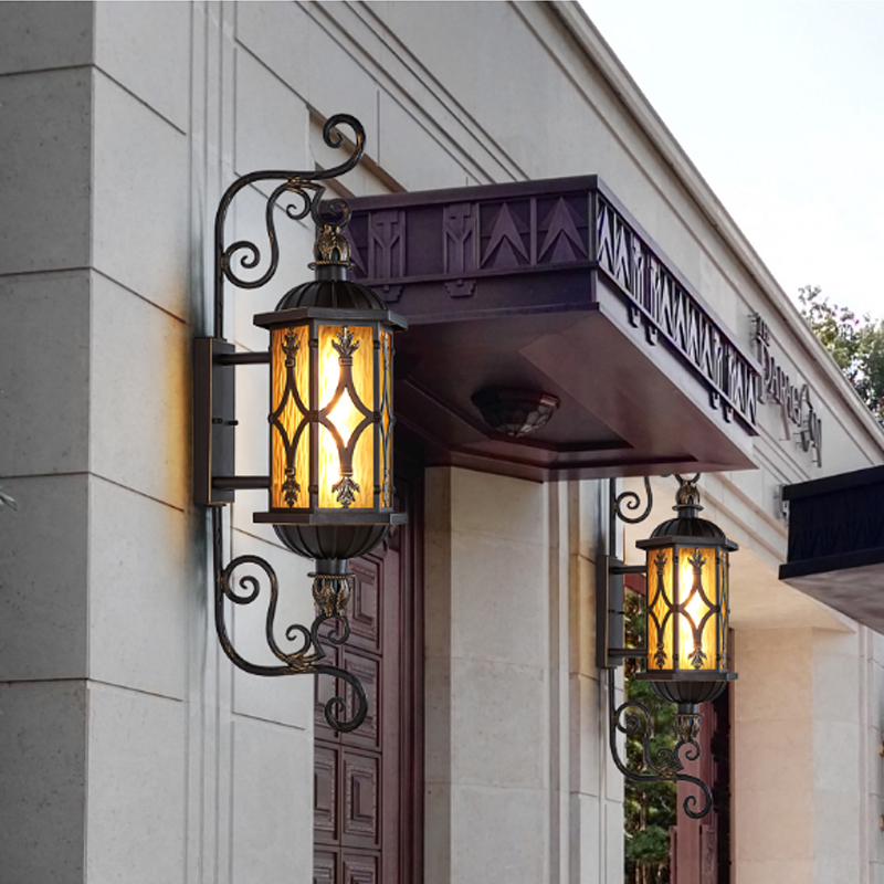Outdoor Waterproof Wall Lamp Ip65 Doorway Outdoor Lighting Sconce European Villa Balcony Corridor LED Light Retro Street Lamps Wrought Iron-image-762634729