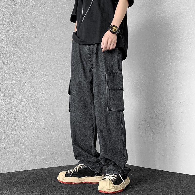 

Men's Jeans Blue/Black Baggy Men Fashion Oversized Pocket Cargo Streetwear Hip Hop Loose Straight Denim Pants Mens TrousersMen's Bert22