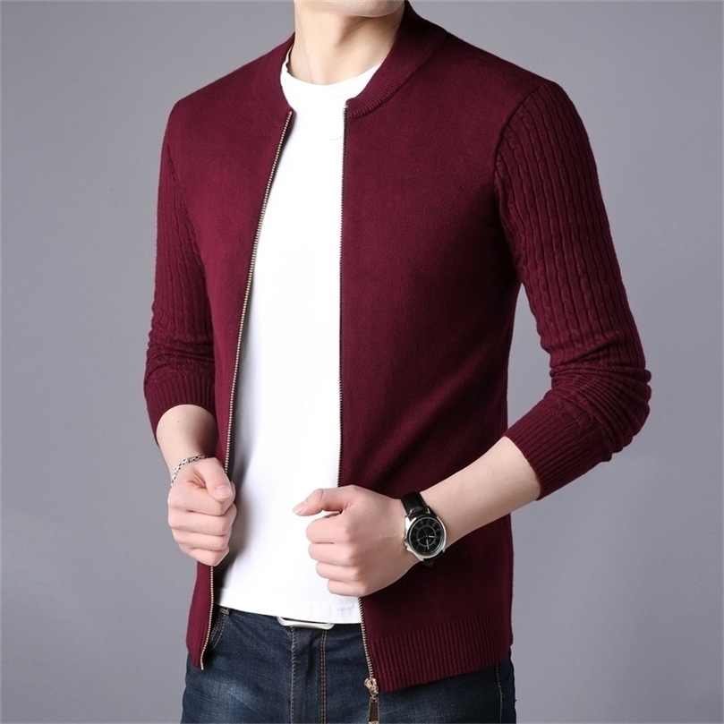 

Autumn Winter Men's Sweater Male Jacket Solid Color Sweaters Knitwear Warm Sweatercoat Cardigans Men Clothing 201202, Beige
