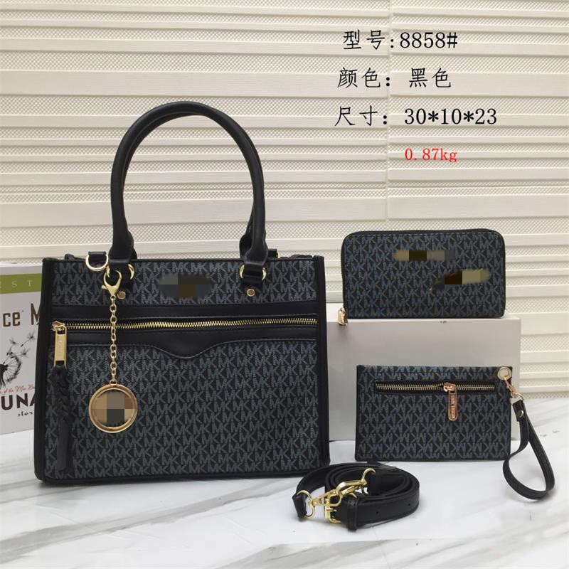 

MICHAELS KOR MKS 3 piece set bags women crossbody handbags purses lady tote bag Coin Purse three item PU Leather shoulder bags 8858, 30x10x23cm