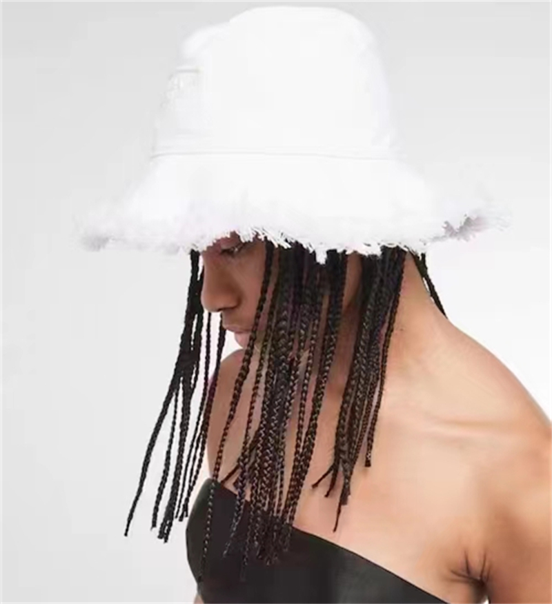 

Designer Hat Women Frayed Bucket Hat Summer Caps Cowboy Street Fashion Casual Cotton, Beige