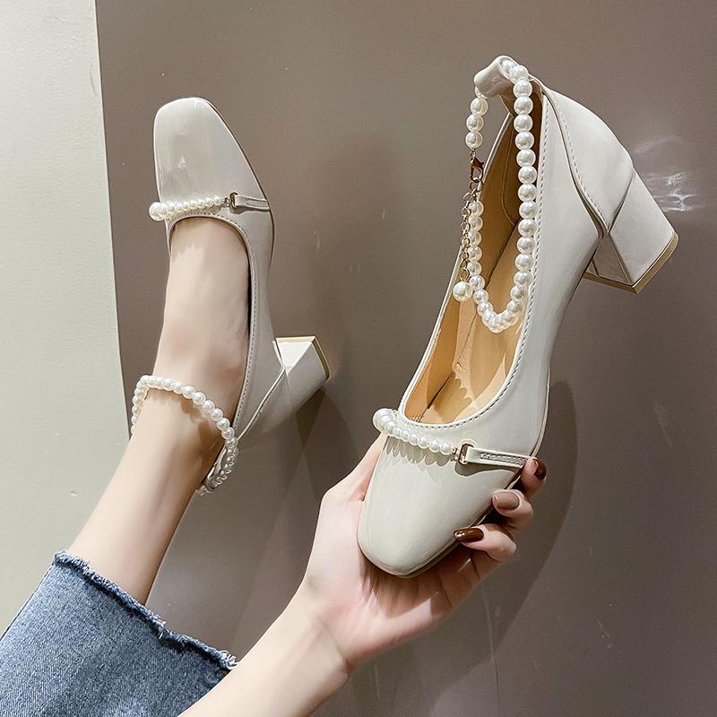 

Dress Shoes Square Toe Casual Heels Slimming Sexy Pump Sandals Ladies 2022 Sweet Comfortable All-Match Crossdressers African Straps LaDress