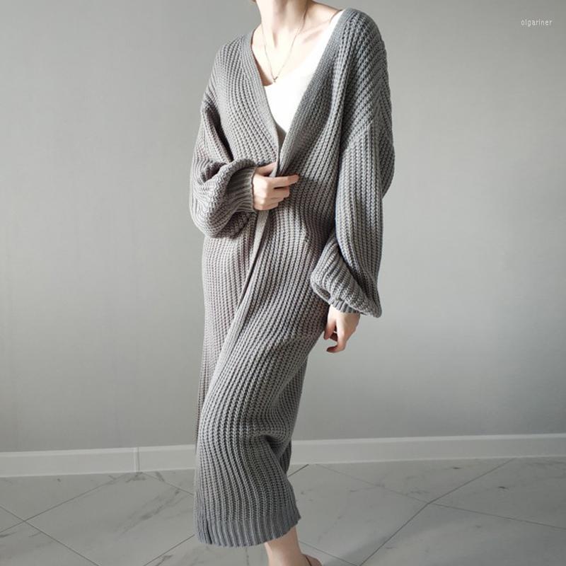 

Women's Knits & Tees Women's Retro Sling Striped Long Warm Loose Sweater Jacket Solid Color Oversized Korean Fashion ClothingWomen's Olg, Gray