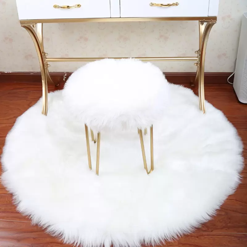 

Soft Round carpet Artificial Sheepskin Rug Chair Cover Bedroom Mat Artificial Wool Warm Hairy Carpet Seat Textil Fur Area Rugs wedding decor, Multicolor