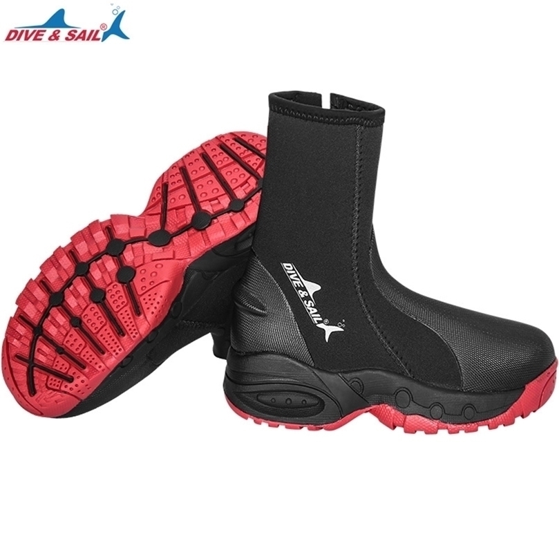 

DIVESAIL 5MM Neoprene Scuba Diving Boots Water Shoes Vulcanized Winter Cold Protection HighTop Warm Fins 220520
