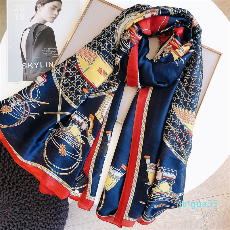 

Summer shawl women's style carriage chain silk scarf silk ice silk scarf seaside sunscreen tourism beach towel