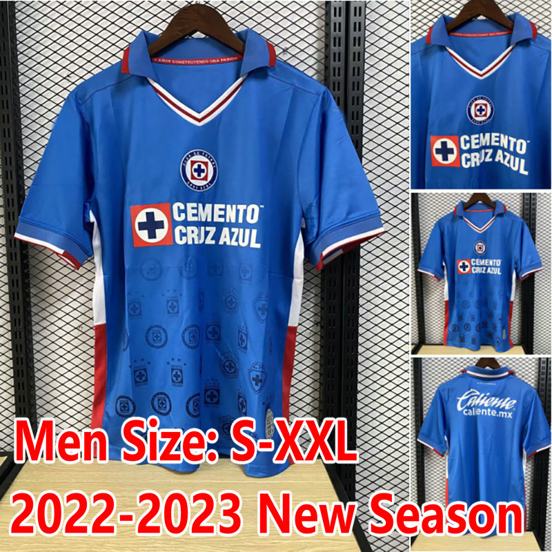 

22 23 Cruz Azul away home soccer jersey 2022 2023 ALVARADO RODRIGUEZ PINEDA ESCOBAR ROMO white blue football shirt Liga MX Men Kids kit camiseta de futbol mykit, 22-23 away +patch