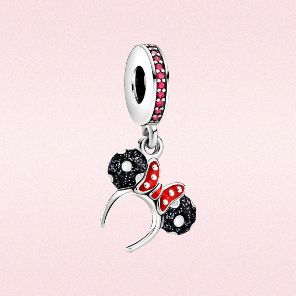 

Real silver charm 925 bow Dangle charm Red Zircon pendant Fit Pandora Necklace jewelry