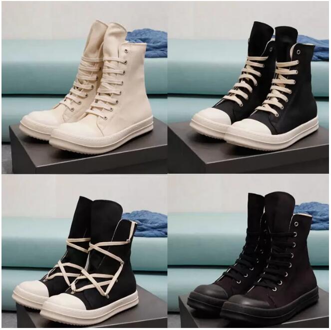 

2021 Breathable Men Women Canvas Rick Boots High Top Male Fashion Owen Luxury Designer Sneakers Black Lace Up Mens Woman Shoes Trainers Size Eur 36 to 47