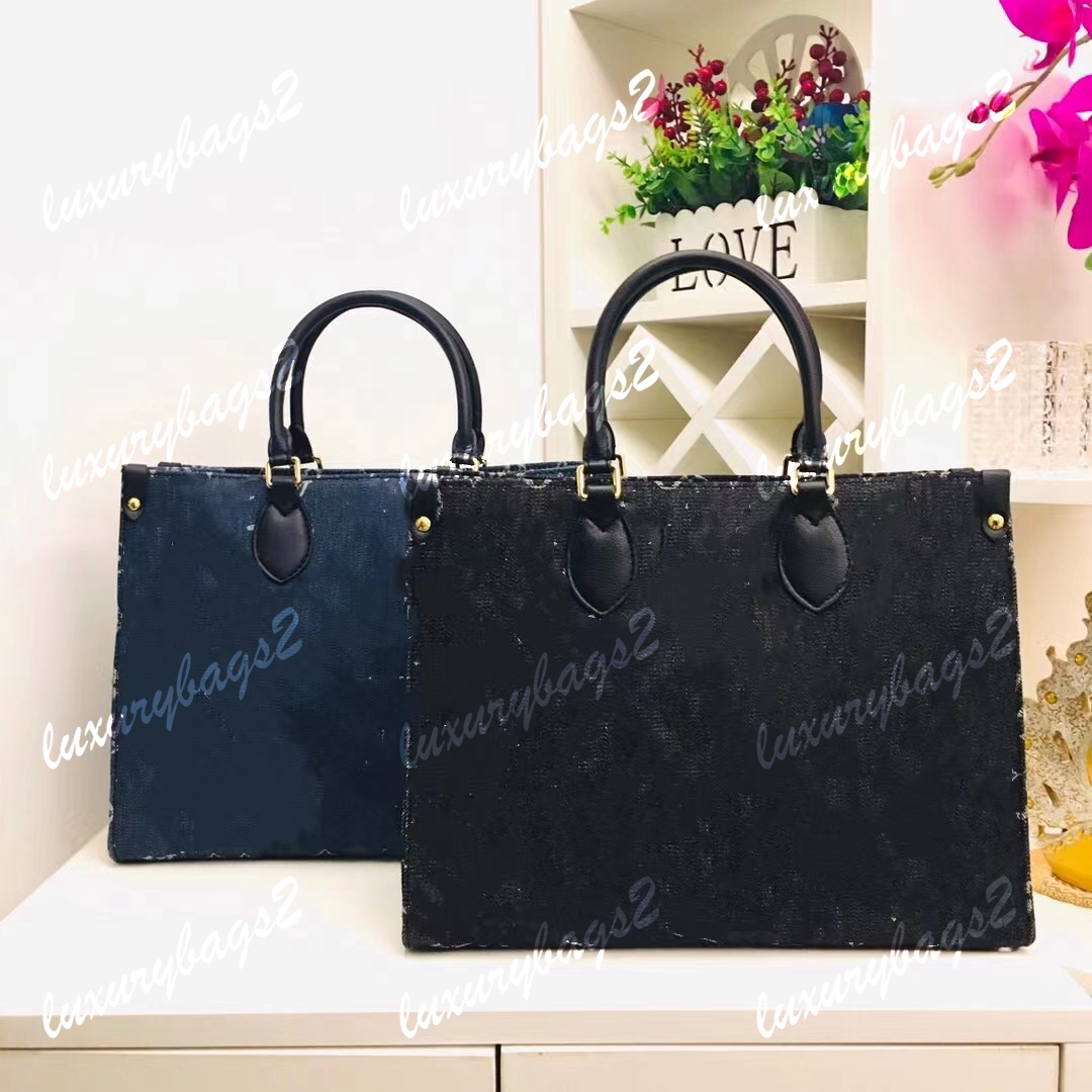 

Onthego Handbags Denim Bag Women Shoulder Bags Designer 2 Colours Black Blue 35cm Handbag Large Tote Hand Bag M44579 M44570 Fashion Totes