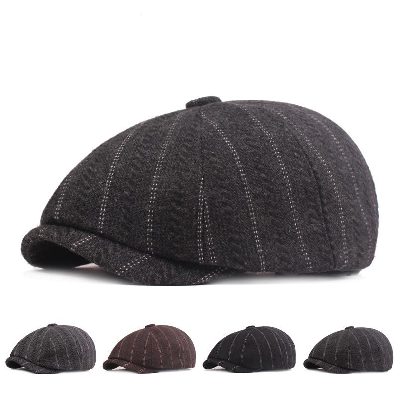 

Berets Men's Sboy Cap Octagonal Woman Autumn Male Tweed British Style Brand Vintage Flat BeretBerets, Black