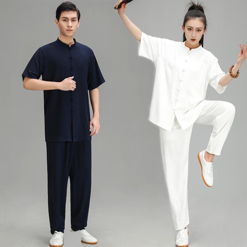 

Ethnic Clothing Summer Traditional Chinese For Women Uniform Tai Chi Clothes Men Goden Dragon Suit