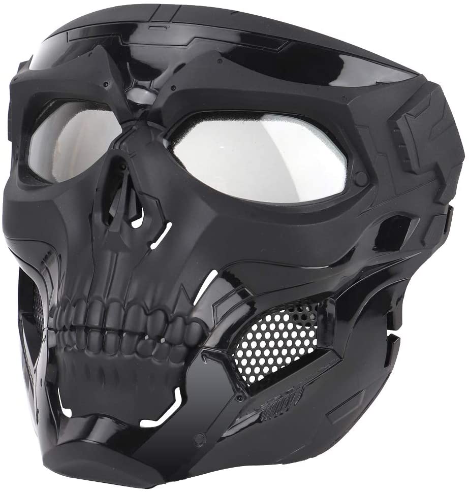 

Airsoft Mask, Skeleton with Goggles Shock Resistant for Halloween Paintball Game Movie Prop Pie, Black