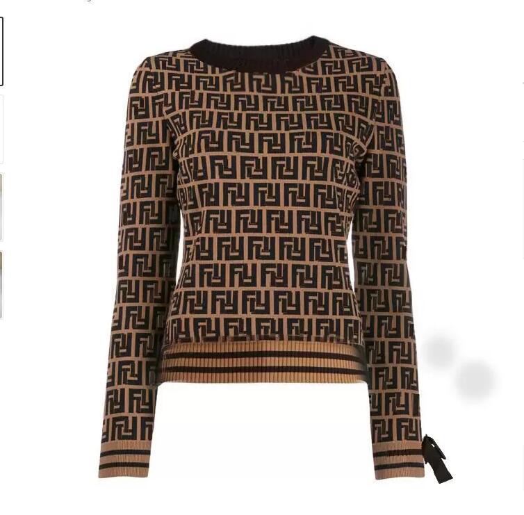 22FF Sweater Women&#039;s Autumn Round neck striped fashion Long Sleeve Women High End Jacquard Cardigan knitting Sweaters Coats-image-776866421