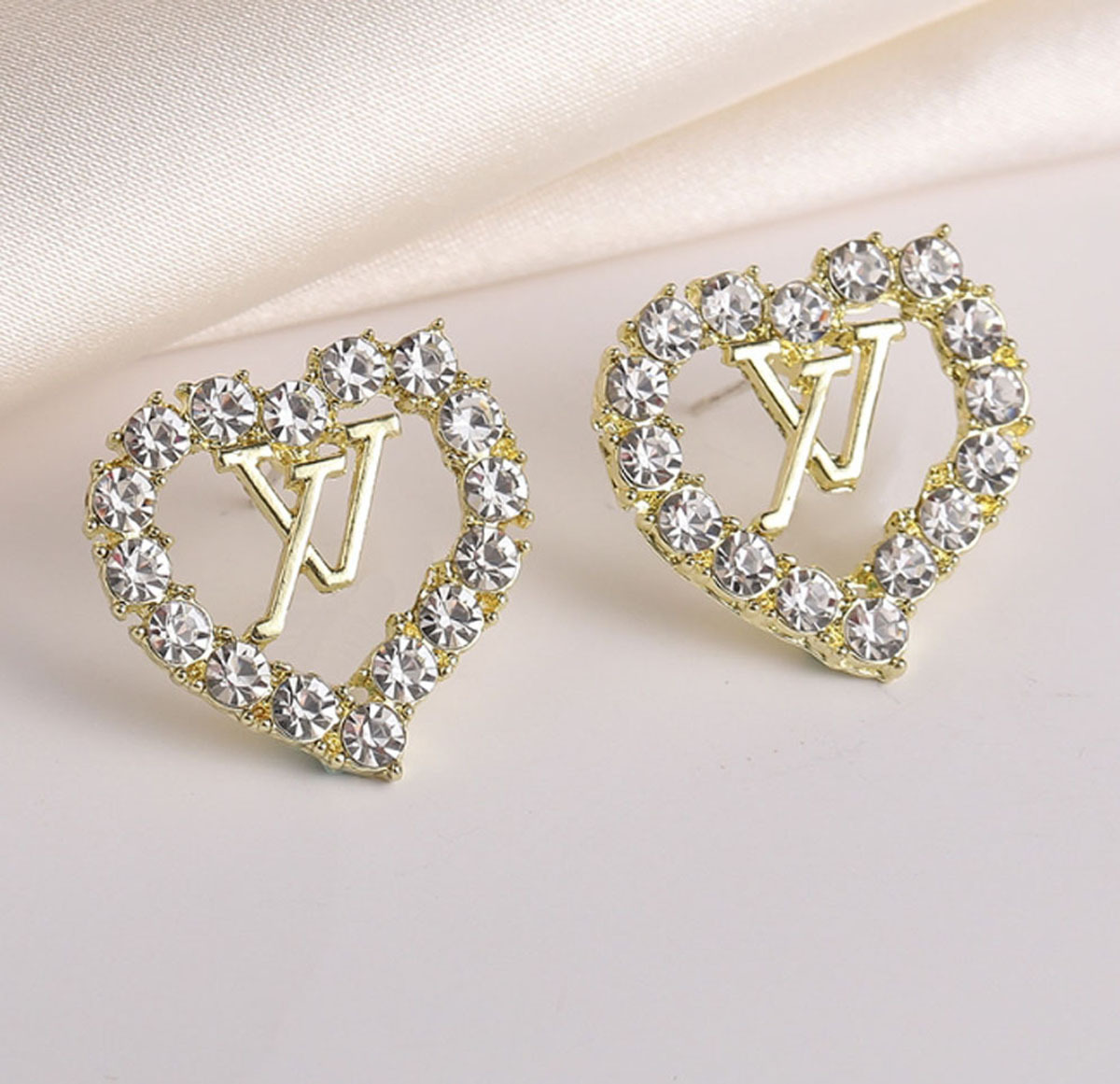 

High Quality Double Letter Stud Fashion Women Geometric Long Dangle Pearl Crystal Rhinestone Earring Jewelry Accessories