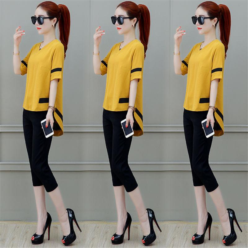 

Women's Tracksuits Women's Suits 2022 Summer Elegant Sportswear Sets Short Sleeve T-shirt & Trousers Pants 2 Piece Set TracksuitsWom, As picture