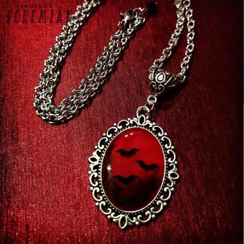 

Blood And Bat Dracula Inspired Resin Necklace Black Witch Witchcraft