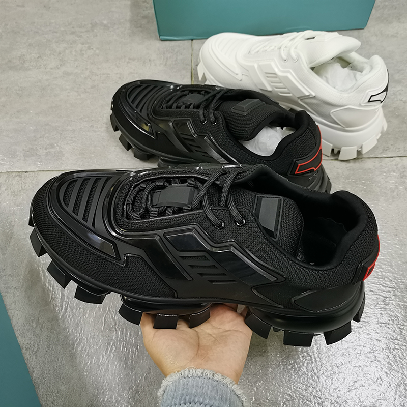 

Mens Cloudbust Thunder Sneakers Designer Platform Shoes Women Knit fabric Light Rubber Sole Black 3D Trainers Runner shoe Big size With box NO40, Color 9
