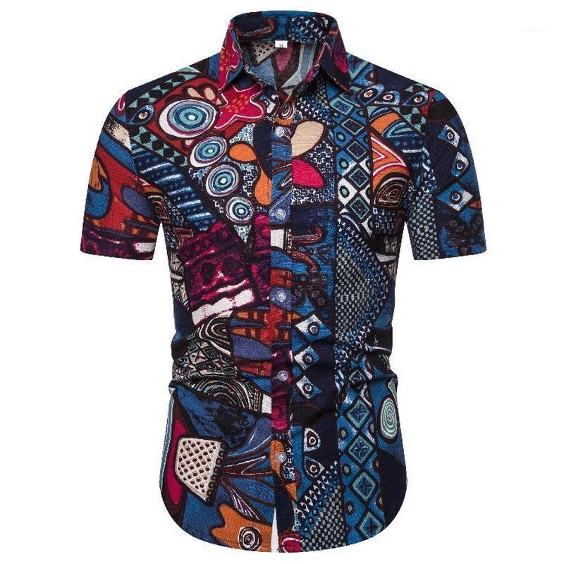 

Men' Casual Shirts Men Clothing 2022 Large Size Short-sleeved Shirt Ethnic Style Printed Fashion Camisas Para Hombre