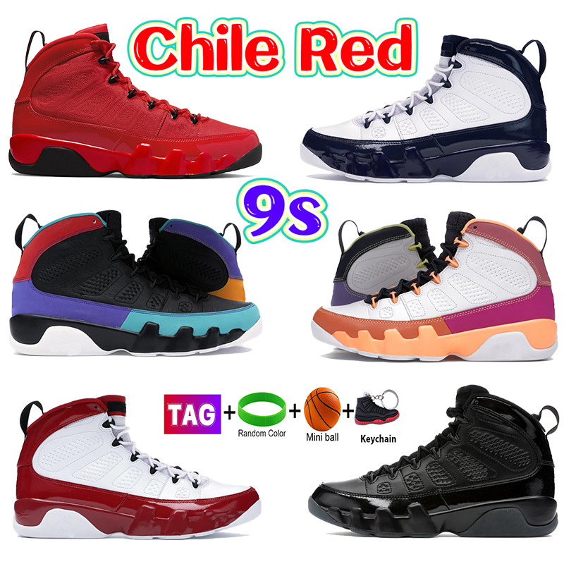 

2022 Fashion Mens 9 9s basketball shoes Chile Red change the world university blue racer dream it OG Space Jam Pearl Bred Patent Dark Charcoal women sneakers trainers, #11- shoe box