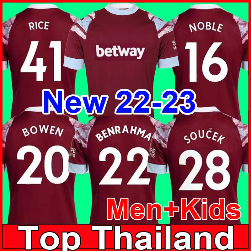 

22 23 West Hams BOWEN RICE Soccer Jerseys BENRAHMA LANZINI ANTONIO YARMOLENKO NOBLE FORNALS DAWSON Vlasic SOUCEK 2022 2023 home top Football Shirt Unifroms kids kit, 22-23 home patch