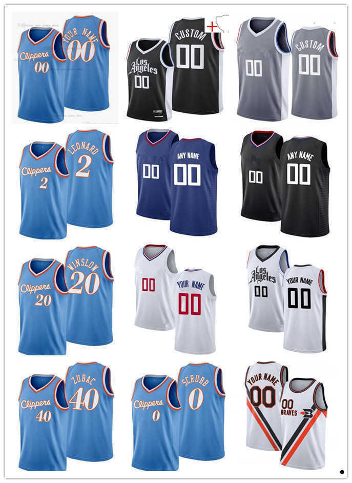 

75th Custom Jersey Los Angeles''Clippers''Men Women Youth Kawhi 2''Leonard Jay 0 Scrubb Justise 20 Winslow Ivica 40 ZUBAC Basketball Jerseys, Color