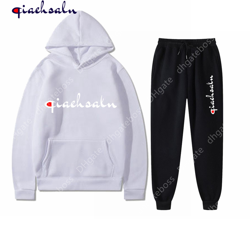 

Tracksuit Champion Page Men's Two Piece Casual Sports Suit Long Sleeve Hooded Sweatpants, Color 18