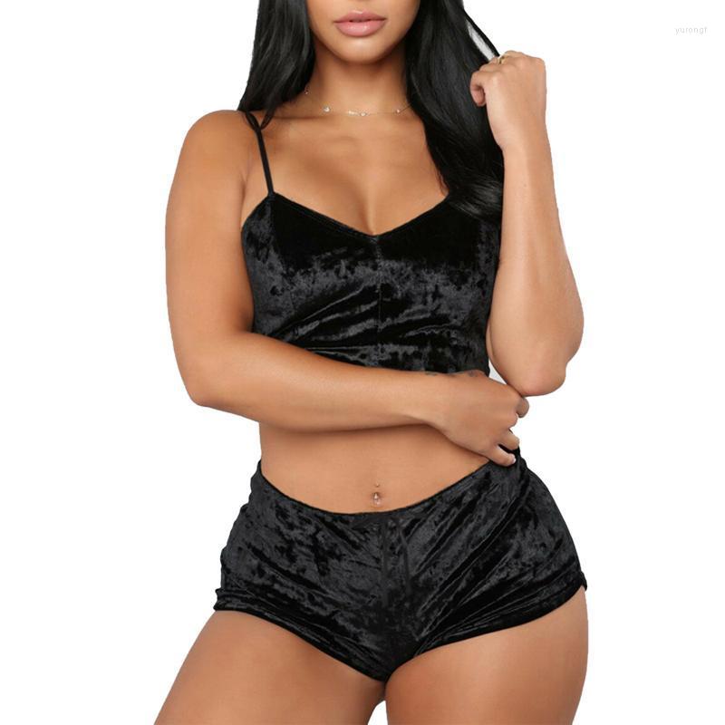 

Bras Sets 2022 Two Pieces Bra Velvet Sexy Underwear Lingerie Ladies Intimates Tops And Pants Sleepwear Babydoll Clothing, Black