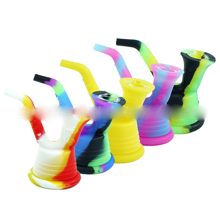 

silicone bong Saxophone glass bongs smoke pipe oil pipes multicolor Safety filter detachable hookahs