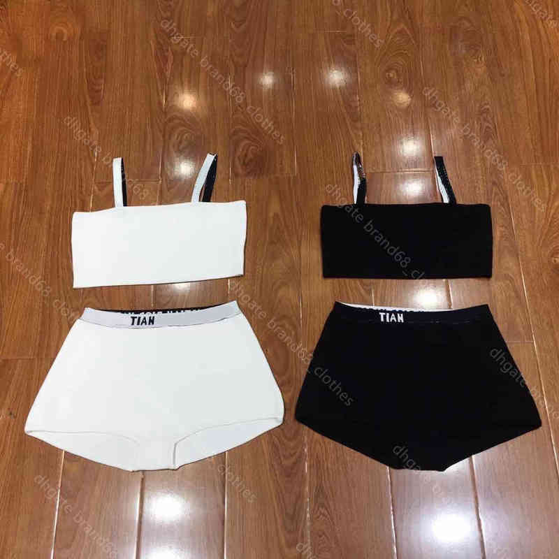 

Simple Wool Knit women Bikini suit Bandeau Top Sexy Slim Shorts two piece suit Fashion Letter Print Female Swimsuit Indoor Outdoor Elastic Charm Girl Knit Suit Sets