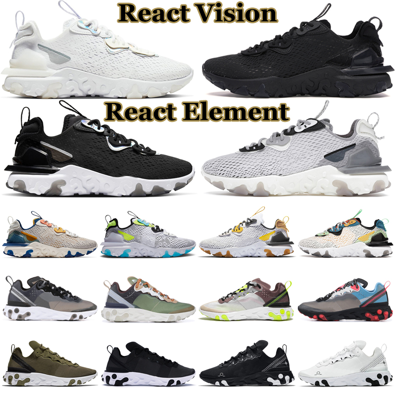 

React Vision Running Shoes Men Women Element 87 55 Triple Anthracite Black White Phantom Vast Grey Orange Peel Mens Trainers Outdoor Sports Sneakers