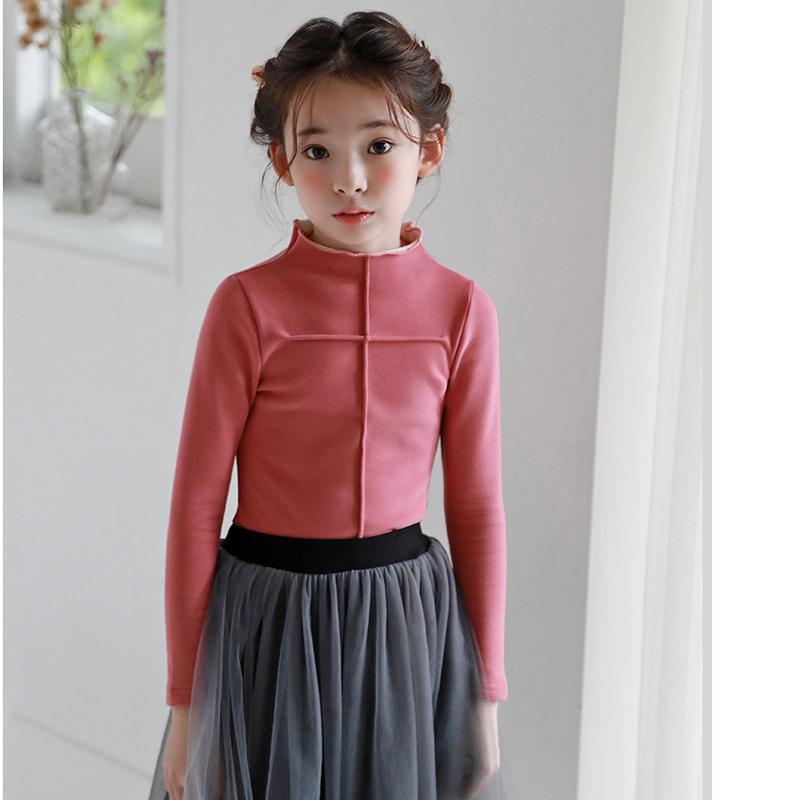 

T-shirts Autumn Winter Children Clothing Kids Pullovers T Shirt Grils Thick Velvet Long Sleeve Pullover Tops LZ553T-shirts, Black