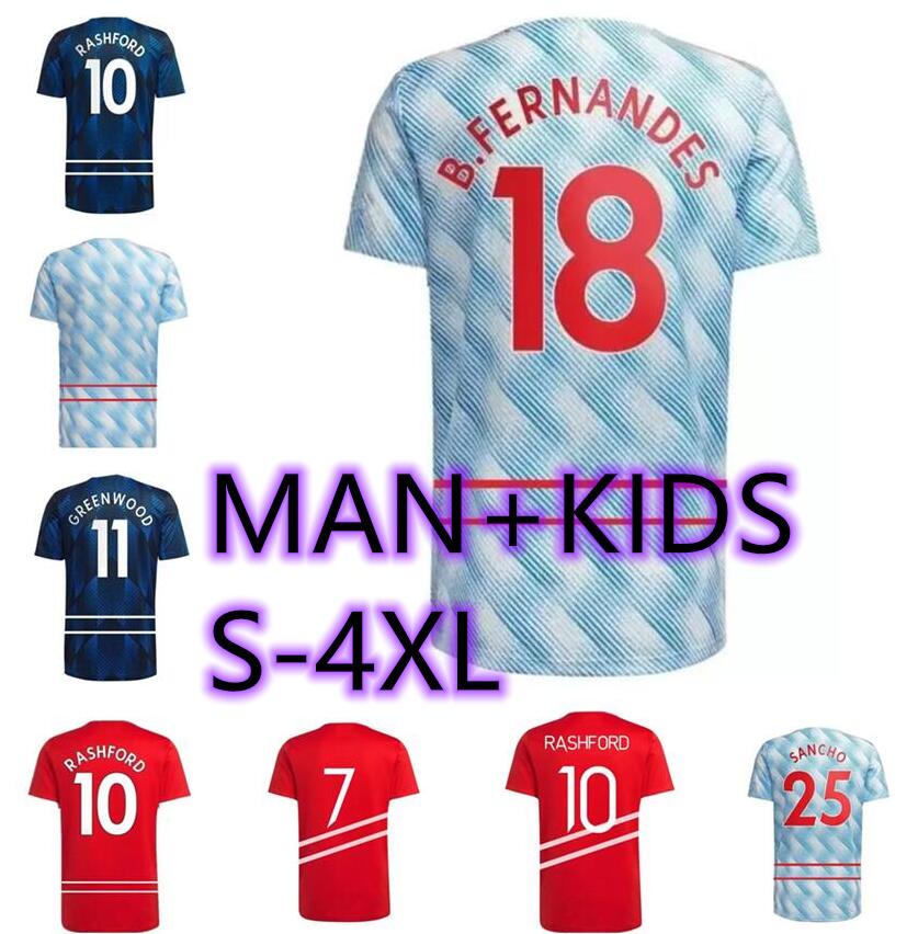 

men kids kit 2021 2022 SANCHO CAVANI soccer jerseys 21 22 POGBA SHAW R.VARANE VAN DE BEEK B. FERNANDES RASHFORD GREENWOOD MARTIAL LINGARD football shirt size S-4XL