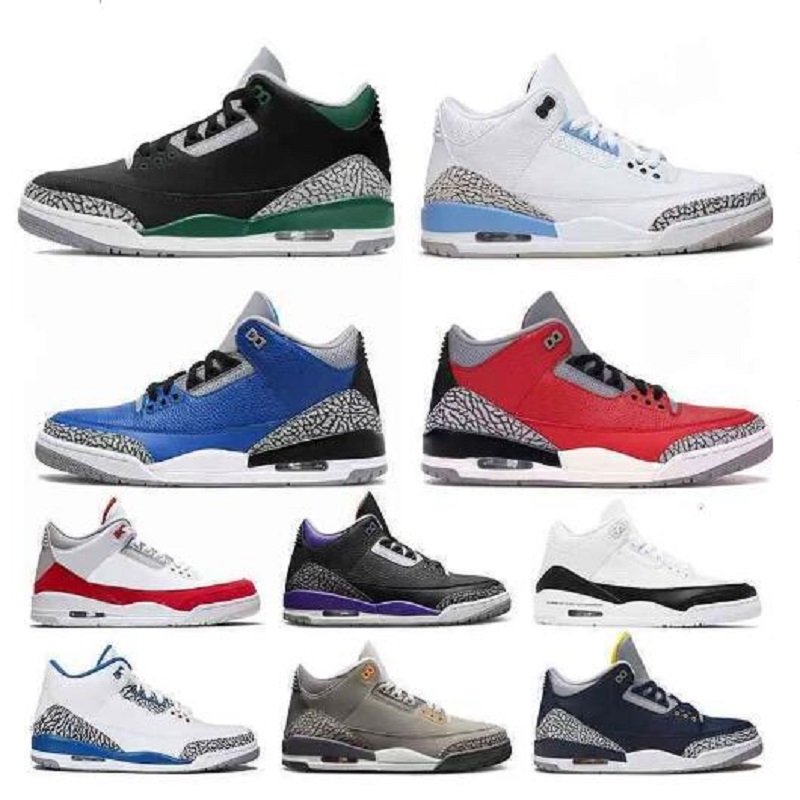 

basketball shoes shoe 3s for men Cardinal Red Black white Cement Tinker Fired red Cool Grey Racer Blue Pine Green fashion mens trainers sports sneakers size 7-13, # 37