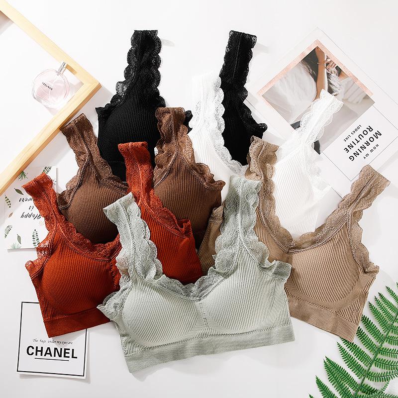 

Yoga Outfit Women Laces Bras Tops Lady Push Up Cotton Sport Sexy Bra Intim Lingerie Top Fitness Gym BraYoga, 02green